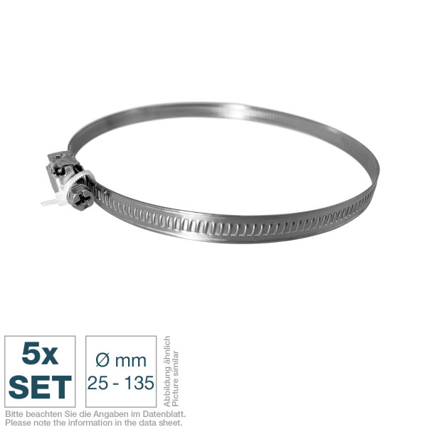 5x Spannband mit Schraubverschluss 25 - 135 mm - Vorderansicht