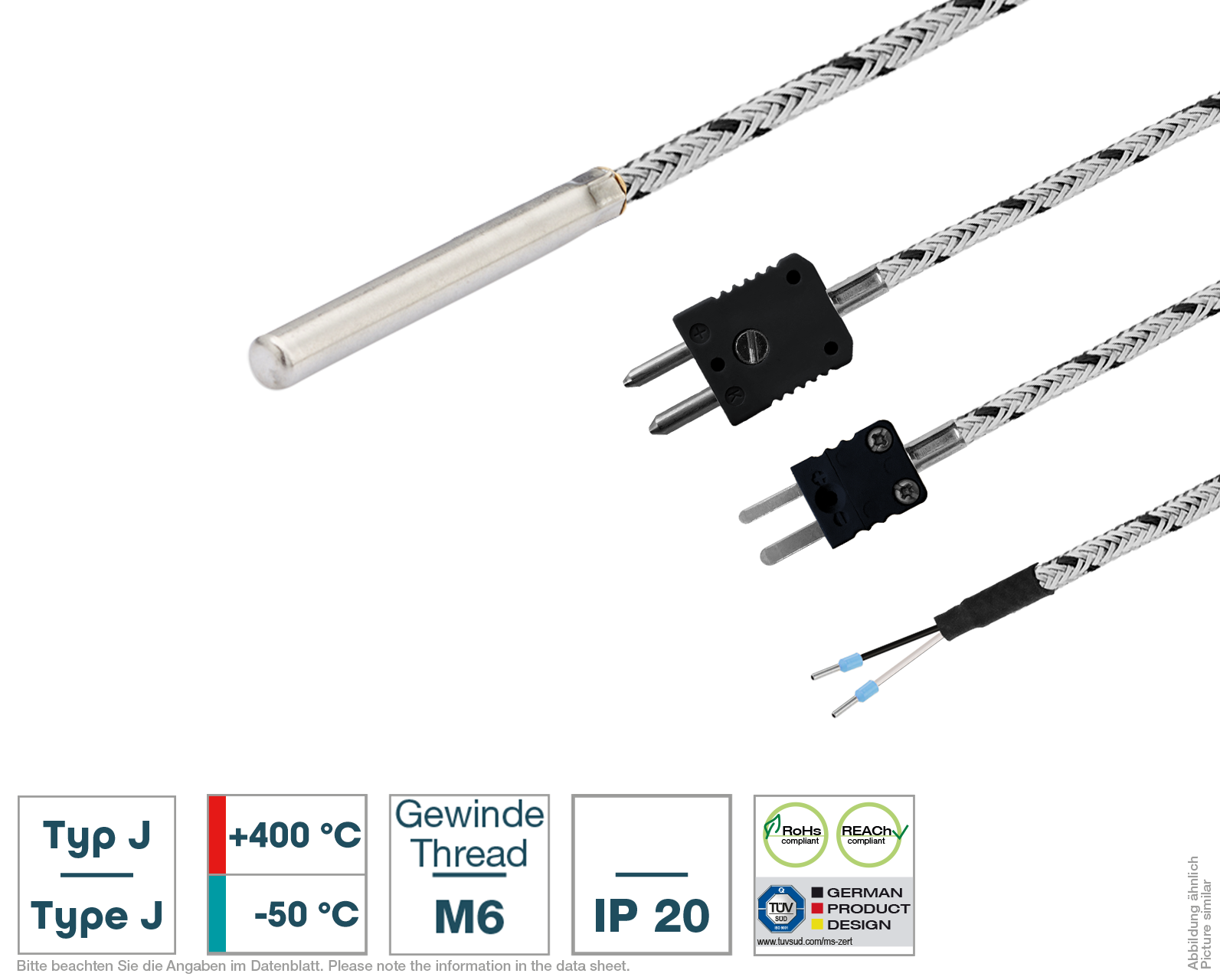 4m DE MA G4 1pc K Typ Temperatur Sensor Thermoelement-Sonde Kabeldraht 0,5 