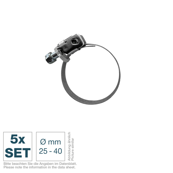 5x Spannband mit Schraubverschluss 25 - 40 mm - Vorderansicht