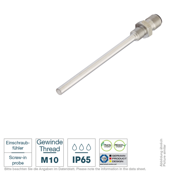 Screw-in probe M10x1 with M12-connector